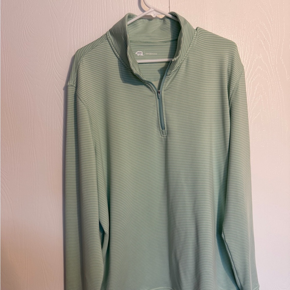 Onward Reserve Green Striped Quarter-Zip Pullover